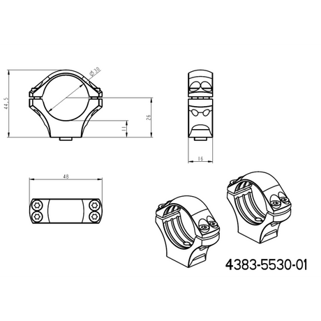 30 mm távcső szerelékek | hosszú Picatinny QD Ergo alap 