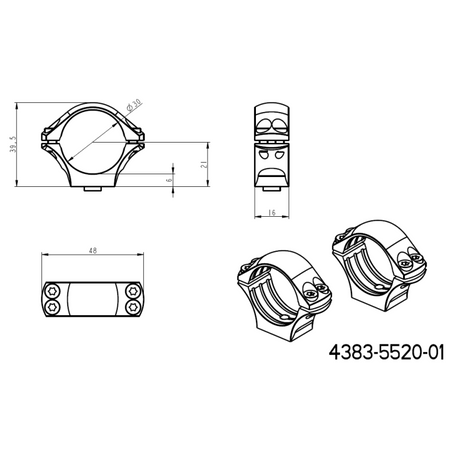 30 mm távcső szerelékek | hosszú Picatinny QD Ergo alap 