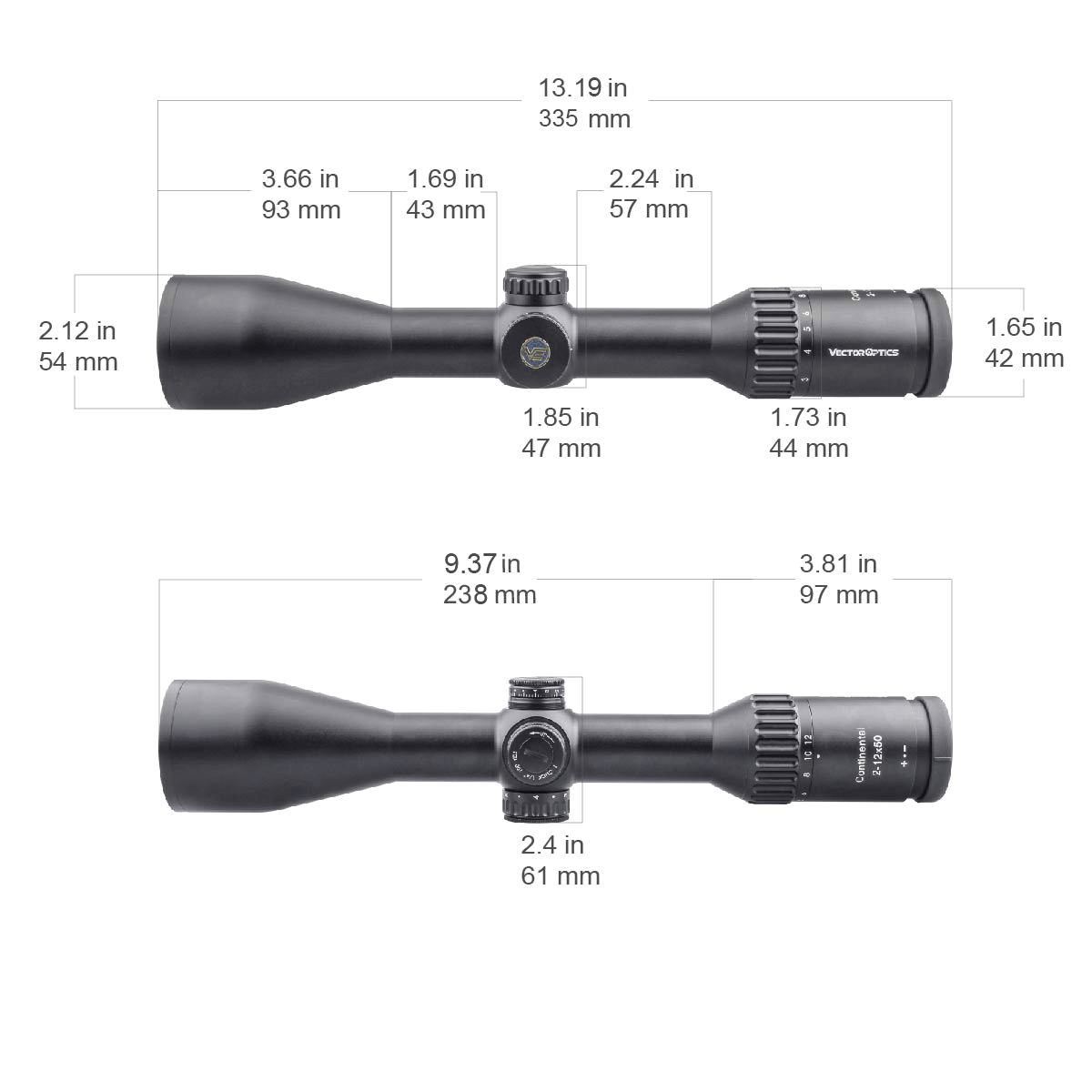 Vector Optics Kontinentális 2-12x50 SFP céltávcső 
