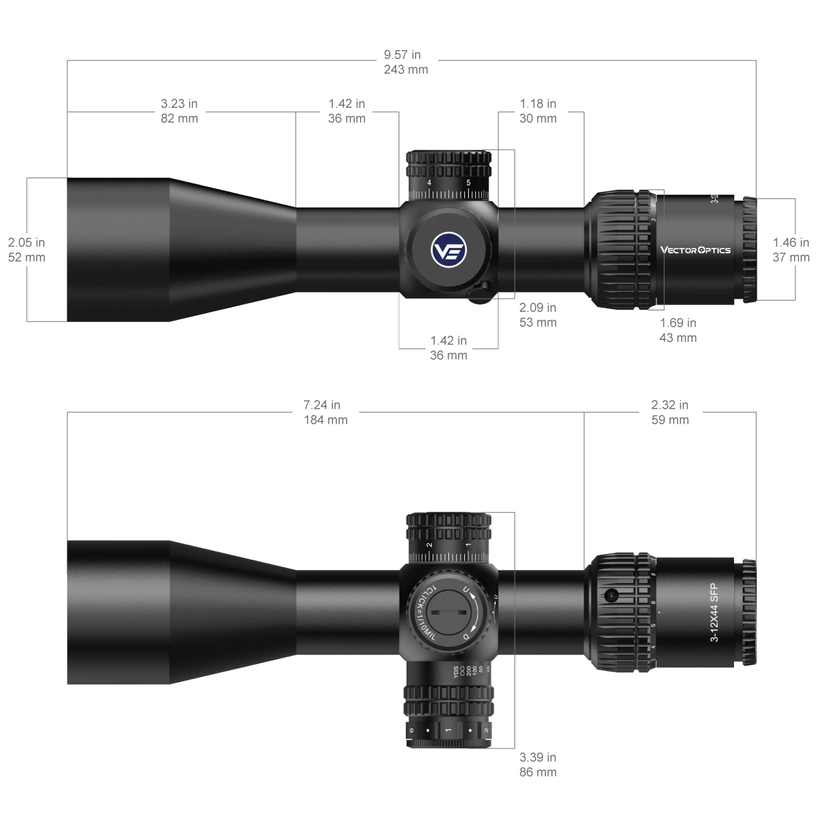 Vector Optics Veyron 3-12x44IR SFP kompakt céltávcső 