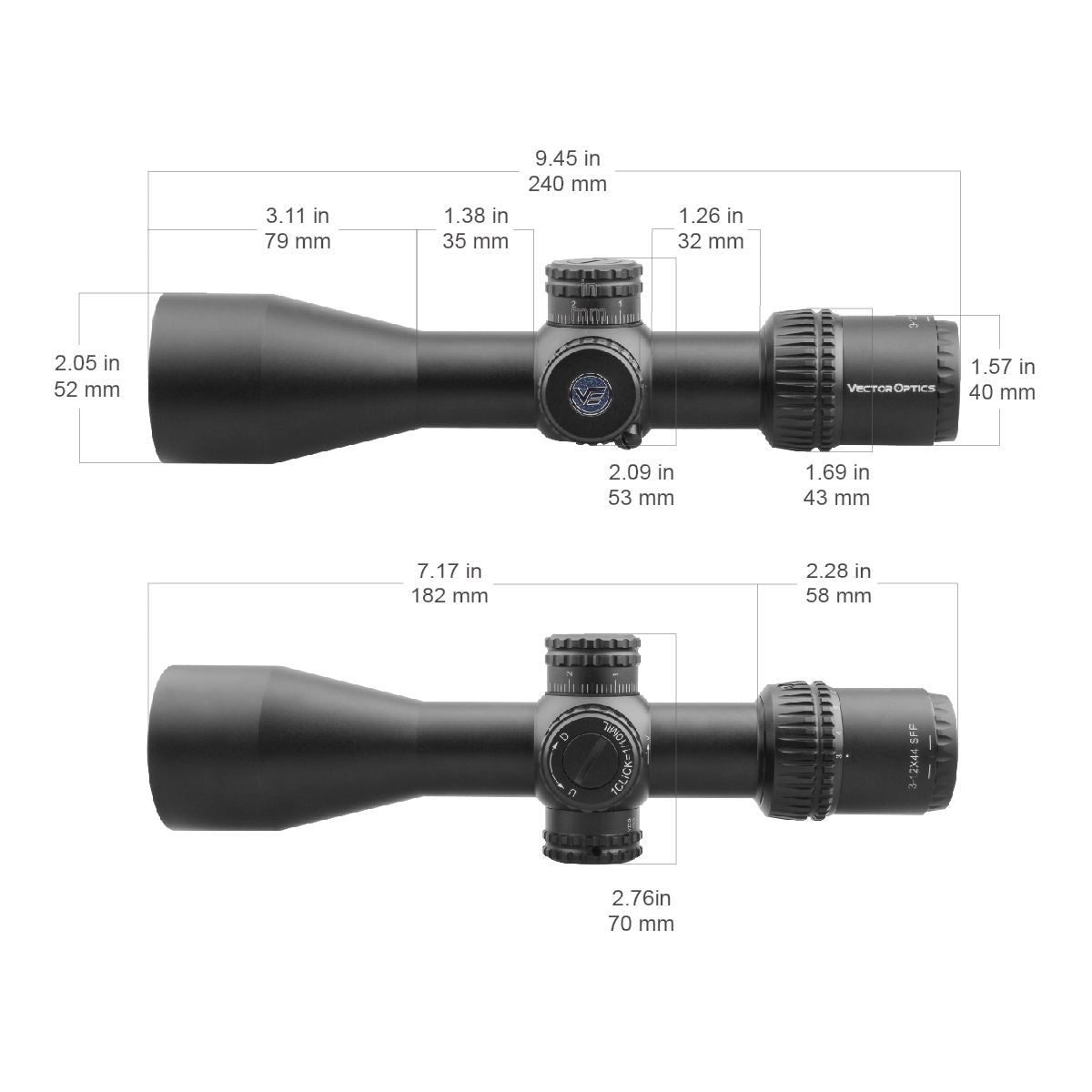 Vector Optics Veyron 3-12x44 SFP kompakt céltávcső 