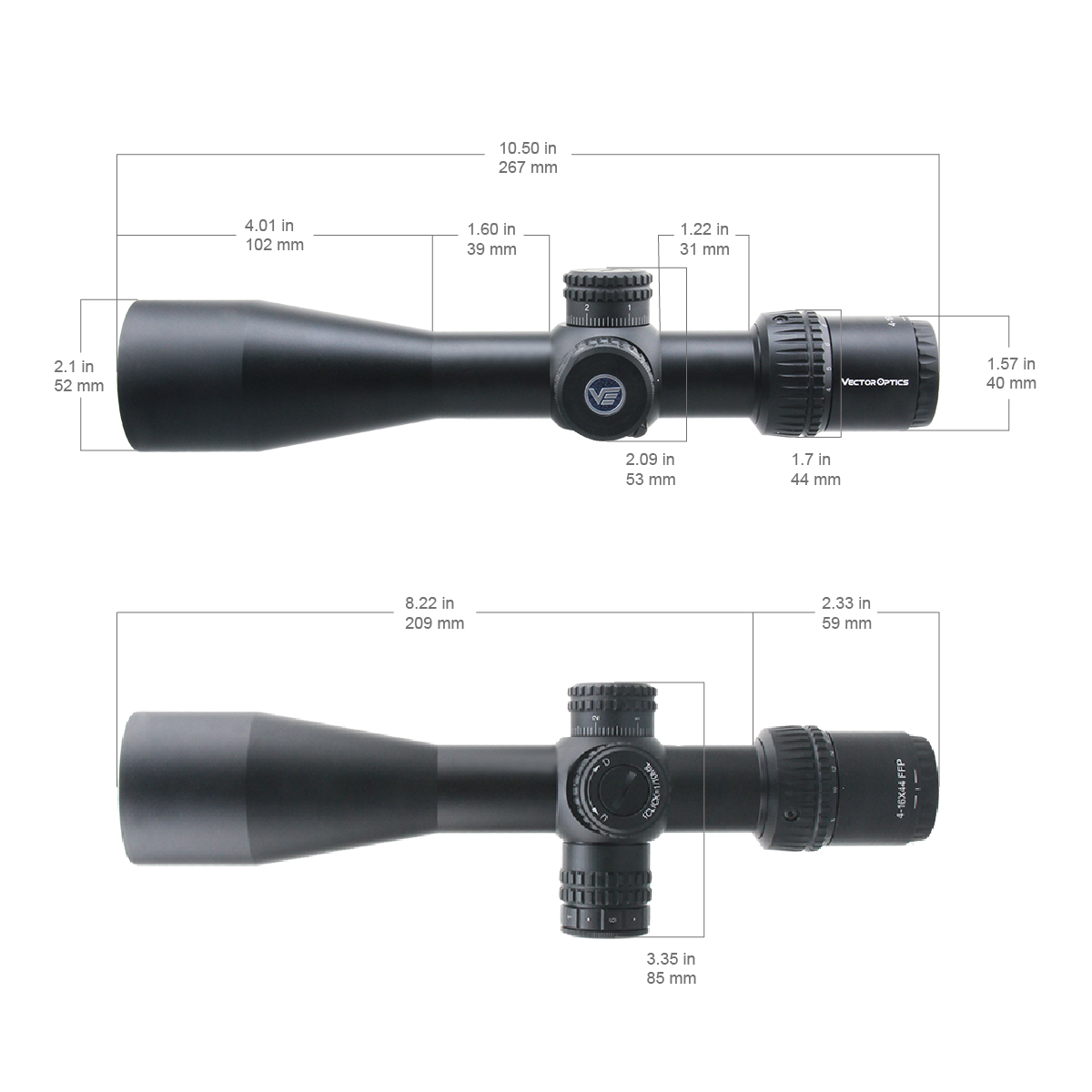 Vector Optics Veyron 4-16x44 IR Első Fókuszsík Megvilágított céltávcső 