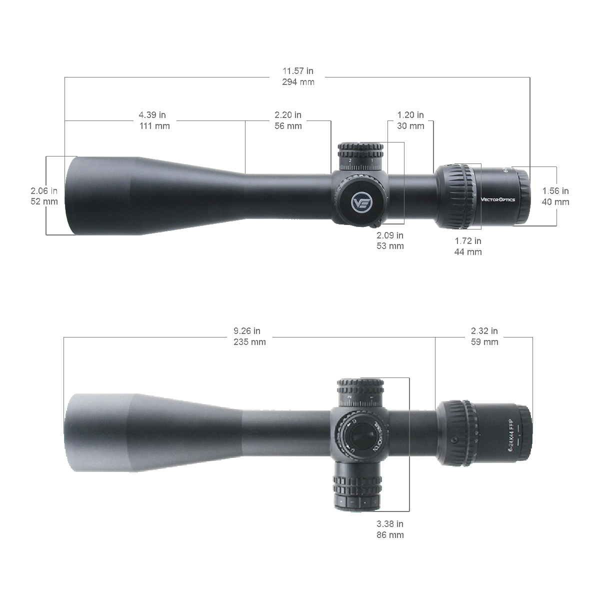 Vector Optics Veyron 6-24x44 IR Első Fókuszsík Megvilágított céltávcső 